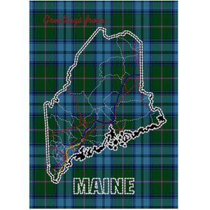Maine Tartan Map Art Print